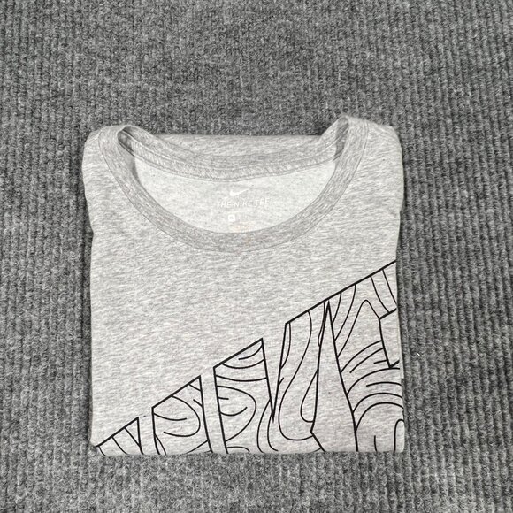 Nike Dri-Fit Mens XL Gray Tee Shirt Athletic Cut Spellout Swirly Logo Graphic - Picture 3 of 10